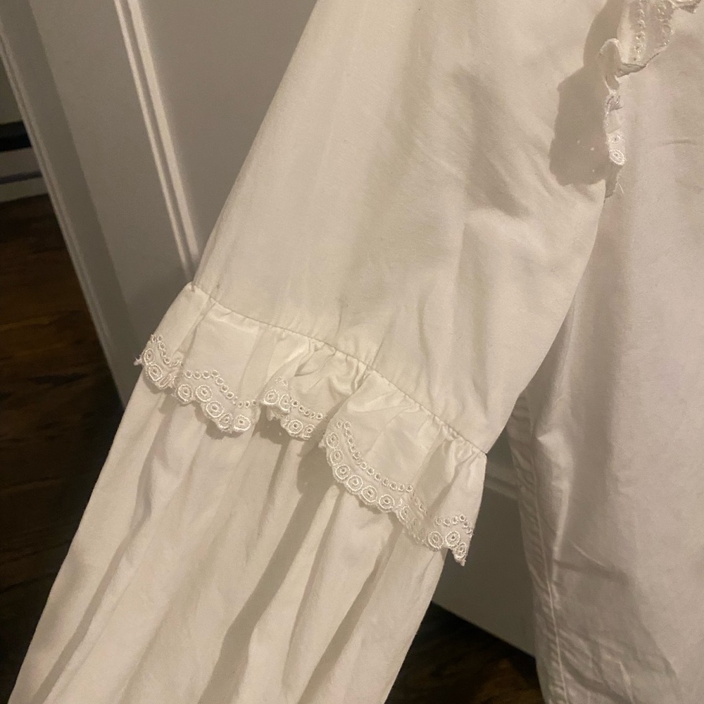 Maje Cream Ruffled Button-Up Blouse - Picture 5 of 9